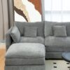 U Shaped Sectional Cloud Couch For Living Room, Fluffy Modular Sofa With Movable Ottoman 6 Seat Sectional Sofa Set With Console, Cup Holders - Gray - Image 7