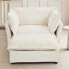 Modern Armchair Sofa Cozy Upholstered Sofa Chair With Movable Ottoman, Wide Seat, Curved Armrests And Soft Pillows Chenille - Beige - Image 9