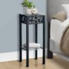 Accent Table Plant Stand Square For Living Room Tempered Glass - Black - Image 3