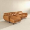 Allison - Left Facing Leather Sectional Sofa - Tan - Image 4