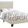 Twin Size Bed, Upholstered, Frame Only, Transitional - Beige - Image 5