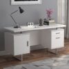 2 Drawer Computer Desk High Gloss Home Office - White - Image 4