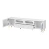 Retro TV Stand, Entertainment Center Media Console Cabinet With 6 Metal Legs, 2 Cabinets, 4 Drawers And Anti-Tip Device For Living Room, Up To 85" - White - Image 10