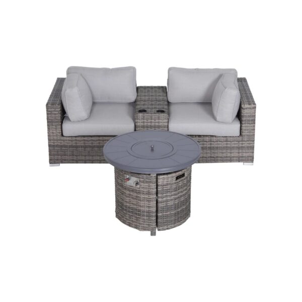4 Piece Seating Group With Cushions And Fire Pit Wicker - Gray Mix