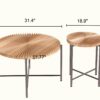 Radial - Pattern Coffee And End Table Set Waterproof Cover, Distressed Cylindrical Design, Legs Classic Rustic Charm (Set of 2) - Natural Wood / Brown - Image 8