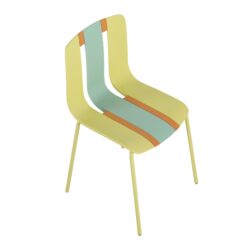 4 Piece Set Of Modern Striped Color Blocking Single Chairs Waterproof And Fade Resistant - Grain Yellow / Haze Green / Tropical Orange