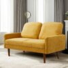 Loveseat Sofa, European Style With Sleek Design, Modern & Vintage Flair, Upholstered 2 Seater Couch - Mustard Yellow - Image 8