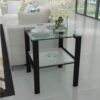 Glass Two Layer Tea Table, Small Round Table, Bedroom Corner Table, Living Room Side Table, Transparent (Set of 2) - Black - Image 7
