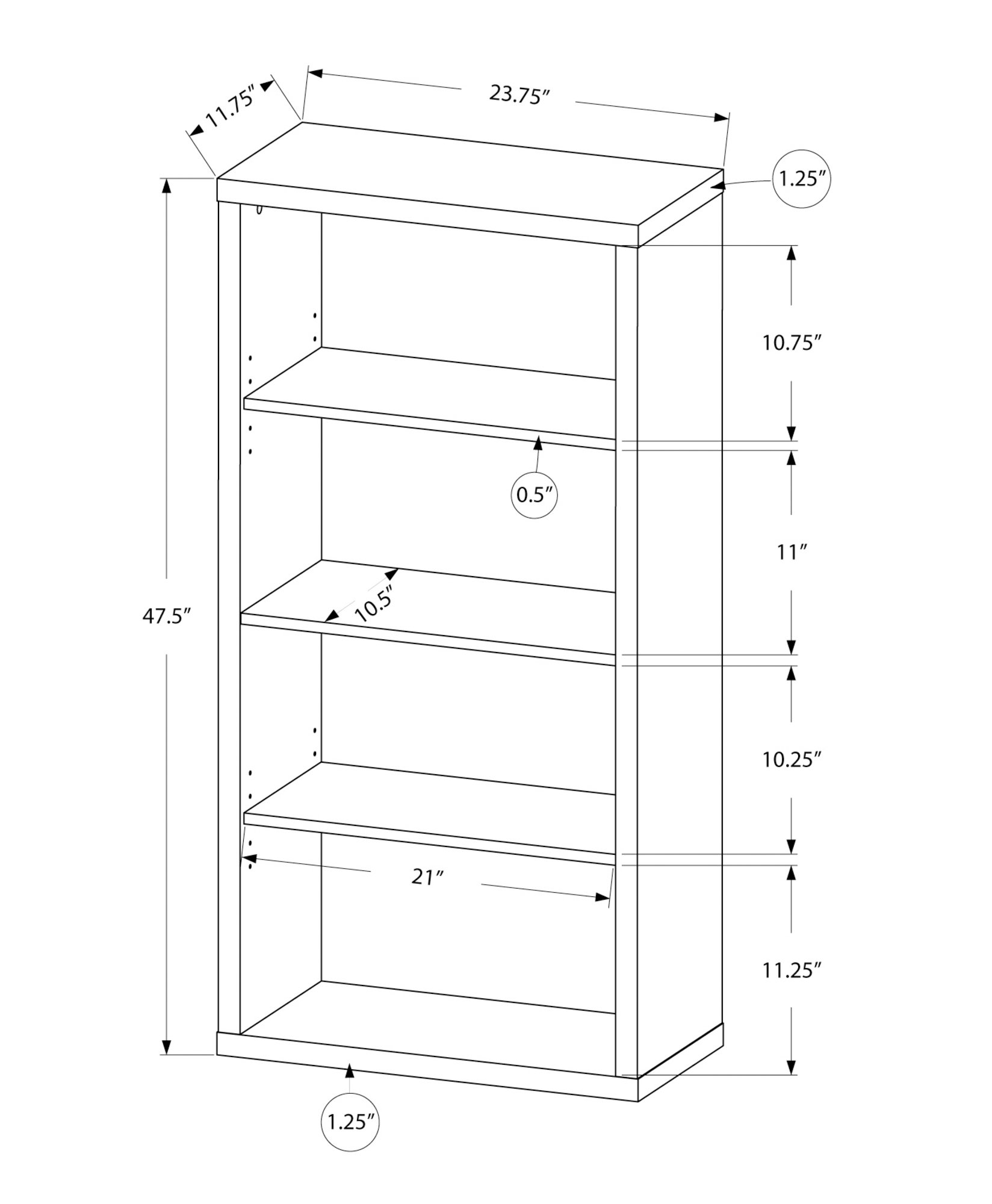 Bookshelf, Bookcase, Etagere, 5 Tier, For Office, Contemporary & Modern - Black - Image 3