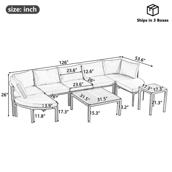 Outdoor Sectional Sofa Set With Cushions - Gray