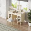 Multi Functional 2 In 1 Vanity Desk With Flip Top Mirror Material - White Oak - Image 2