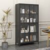 Premium Metal Storage Cabinet With Tempered Glass Doors, Adjustable Shelves, And Anti Tipping Device - Black - Image 14