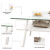 Rectangle Coffee Table, Tempered Glass Tabletop With Metal Legs, Modern Table For Living Room - Transparent / White - Image 7