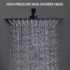 Luxury Bathroom Ceiling Mount 12" Rain Mixer Shower System With Brushed Nickel - Matte Black - Image 6