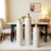 3 Piece Home Decoration Large Glazed Floor Vase Decoration Home Droplet Shaped - Gold / White - Image 5