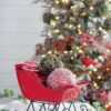 Iron Sleigh Small, Distressed Christmas Santa Sleigh Holiday Tabletop / Hanging Decoration - Black / Red - Image 4