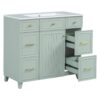 36" Bathroom Vanity With Sink, Soft Close Doors, Adjustable Shelves, And Hairdryer Storage - Green - Image 14