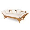 Outdoor Patio Daybed Sofa, 3 Seat Sofa With Foldable Arm 4 Back Pillows - Teak / Beige - Image 8