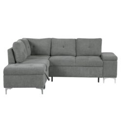 Versatile L Shaped Sofa Bed With Storage, Cup Holders, USB Ports Chenille - Gray