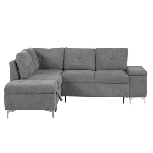 Versatile L Shaped Sofa Bed With Storage, Cup Holders, USB Ports Chenille - Gray