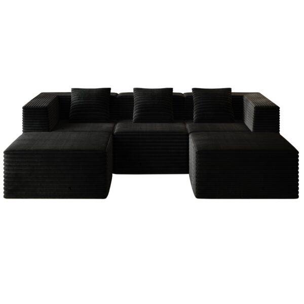 Modular Sectional Couches With Deep Seat For Living Room - Black