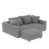 Plush Corduroy 4 Seat Sofa, Modern Comfy Upholstered Sofa Cloud Couch, Deep Seat Couches With Soft Pillows And Movable Ottoman, Convertible Sofa Lounge Chair - Gray - Image 15