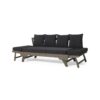 Outdoor Patio Daybed Sofa, 3 Seat Sofa With Foldable Arm 4 Back Pillows - Gray / Black - Image 9