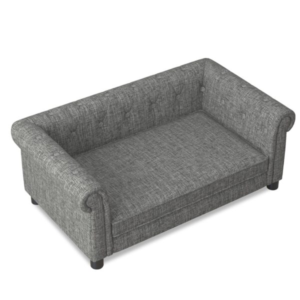 Modern Linen Fabric Elevated Pet Bed For Small And Medium Dogs - Light Gray