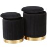 Marla - Contemporary Nesting Pleated Ottoman Set - Gold / Black - Image 4