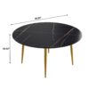 Modern Man-Made Stone Round Metal Dining Table, Position For 6 People - Gold / Black - Image 3