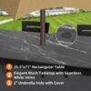 7 Pieces Modern Outdoor Patio Dining Set, Rectangular Dining Table, 6 Swivel Rockers With Sunbrella Cushions - Ember Black - Image 6