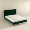 Dillon - Velvet Platform Bed Queen Size - Green - Image 4