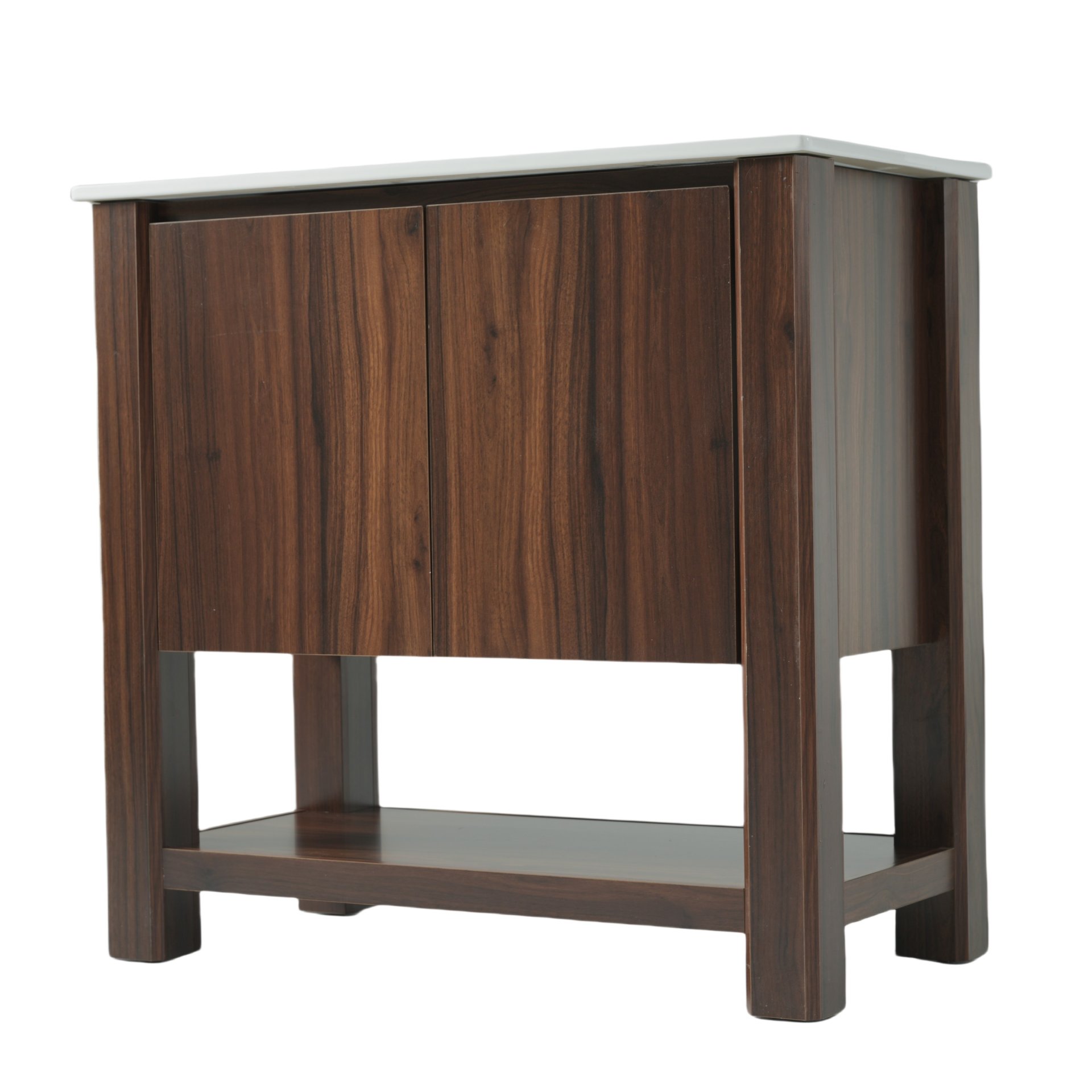 36" Modern Bathroom Vanity With Rectangle Ceramic Sink, Bathroom Cabinet And 45 Degrees Free Handle Design Soft Closing Doors, 1 Open Shelf At The Bottom - Dark Brown - Image 17