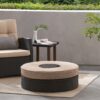Modern Madras Ottoman With Ice Bucket Rattan, Iron, Waterproof Fabric - Brown - Image 5