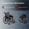 Lightweight Wheelchair Foldable Manual Transport Chair With Double Brakes 300 Lbs Capacity & 24" Tires Safe Durable All Terrain Wheelchair For & Disabled - Dark Gray - Image 12