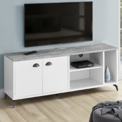 TV Stand, Console, Media Entertainment Center, Storage Cabinet, Contemporary, Elegant Design - White