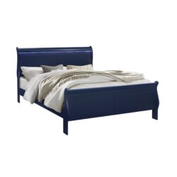Charlston - King Sleigh Bedroom 5 Piece Set With LED Headboard - Blue