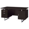 2 Drawer Computer Desk High Gloss Home Office - Cappuccino - Image 5