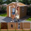 Heavy Duty Storage Shed With Windows, Lockable Door & Ventilation, Weatherproof Outdoor Garden Shed For Backyard - Brown - Image 4