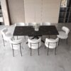 Modern Extendable Dining Table Set With Curved Backrest Chairs - Black White - Image 13