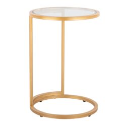 Zenn - Round End Table - Gold / Clear