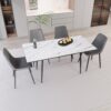 Modern Extendable Dining Table And Chair Set, Elegant Table Chairs, Metal Base - Gray / White - Image 12