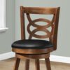 Swivel Bar Stool With Counter Height Leather Look (Set of 2) - Oak - Image 2