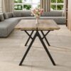 Wood Textured Dining Table With A Frame Legs.Density Board Sticker Pipe Spraying, Suitable For Various Occasions Such As Living Rooms - Black - Image 16