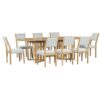 Topmax - 9 Piece Farmhouse Extendable Dining Table Set With 2 Removable Leaves And 8 Upholstered Dining Chairs - Natural - Image 8