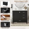 36" Bathroom Vanity With Solid Pine Frame, Soft Close Door And Drawers, Storage Cabinet - Black - Image 4
