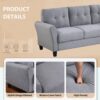 Modern Living Room Loveseat Linen Upholstered Couch Furniture For Home Or Office - Light Gray / Blue - Image 4