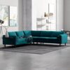 Amber - Velvet Corner Sectional Sofa - Teal - Image 19