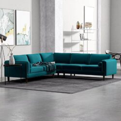 Amber - Velvet Corner Sectional Sofa - Teal