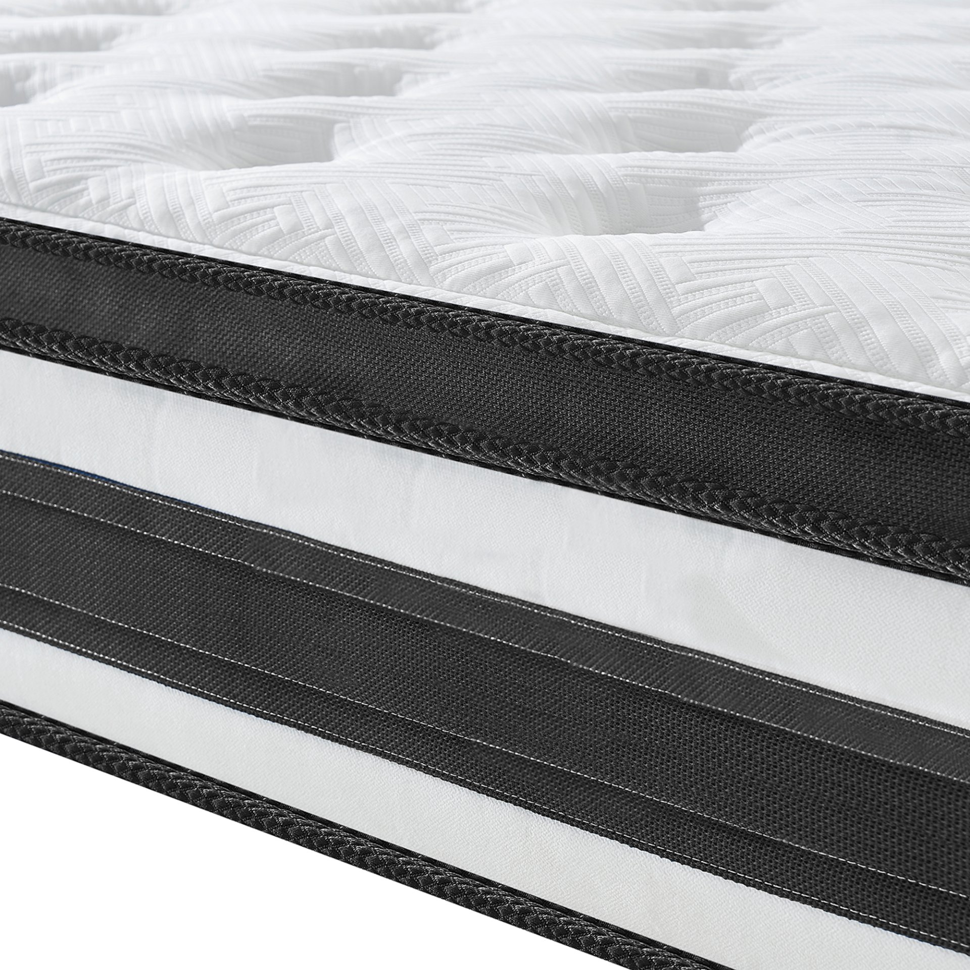 12" Twin Long Breathable Hybrid Mattress Memory Foam Individual Pocket Springs - White / Black - Image 12